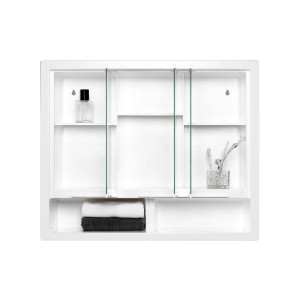 Weißer Jokey Spiegelschrank Ergo (61,8 cm) mit drei Türen und Ablage für Bad oder Gäste-WC.