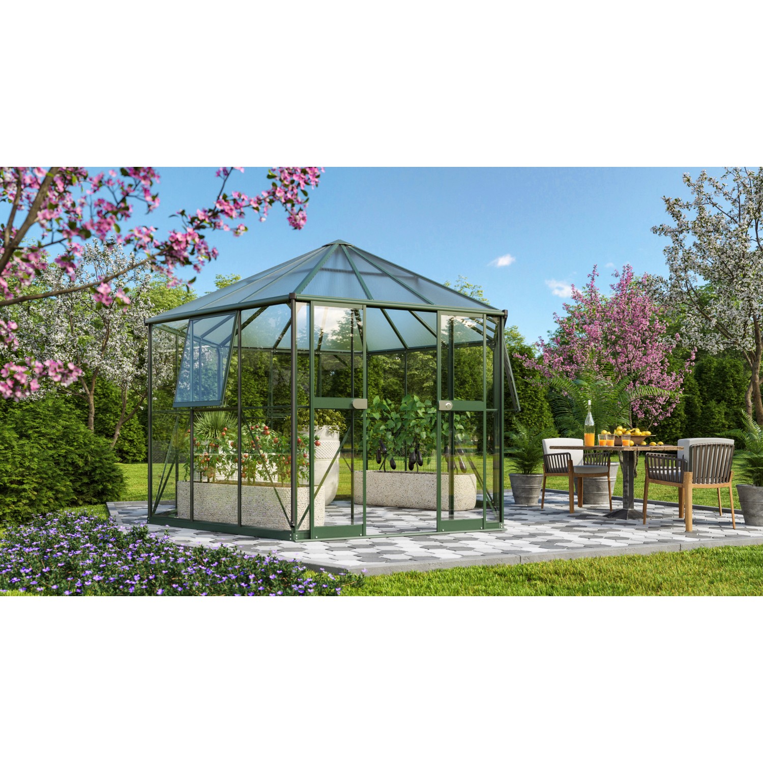 Vitavia Gewächshaus Galaxis 9000 ESG/ HKP Smaragd B 336 cm x T 383 cm günstig online kaufen