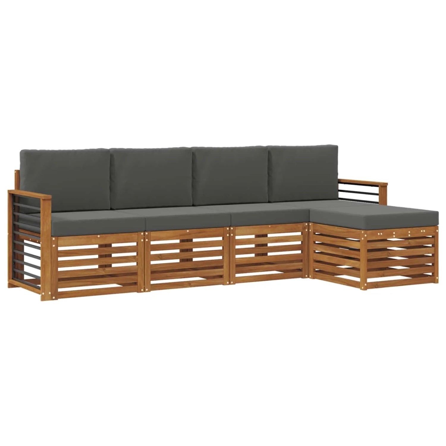 vidaXL Sofagarnituren 5 Tlg Natur und Anthrazit Massivholz Akazie 3374662