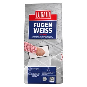Sack Lugato Fugenmörtel Fugengweiss 5 kg, weiß, für Fugen von 1-5 mm.