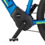 Detailaufnahme: Blauer Fischer E-Bike Mountainbike Montis 6.0i mit Brose Mittelmotor und Pedal.