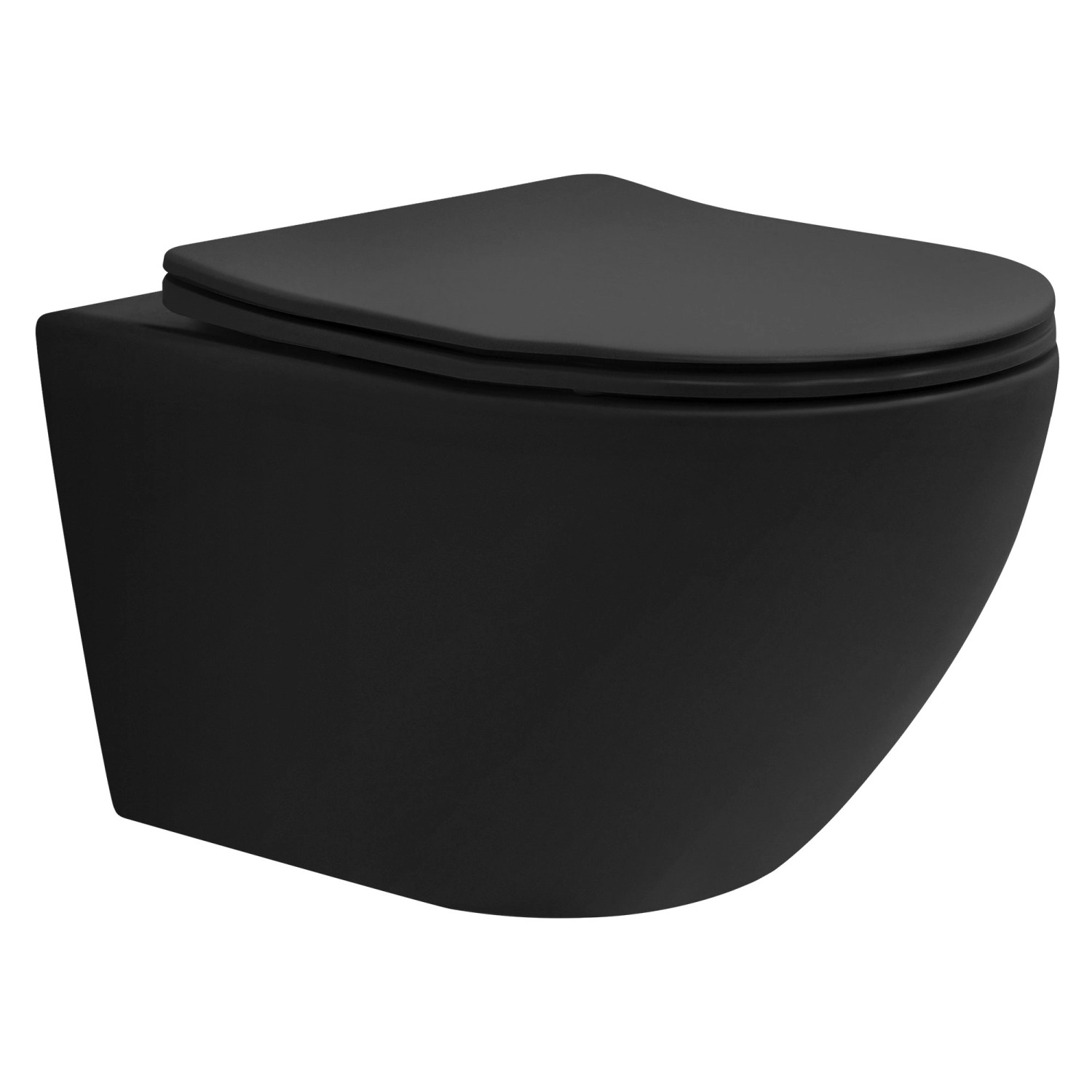 LuxeBath Wand Hänge WC Spülrandlos Schwarz Matt Keramik Hänge WC Lang 53,5 cm