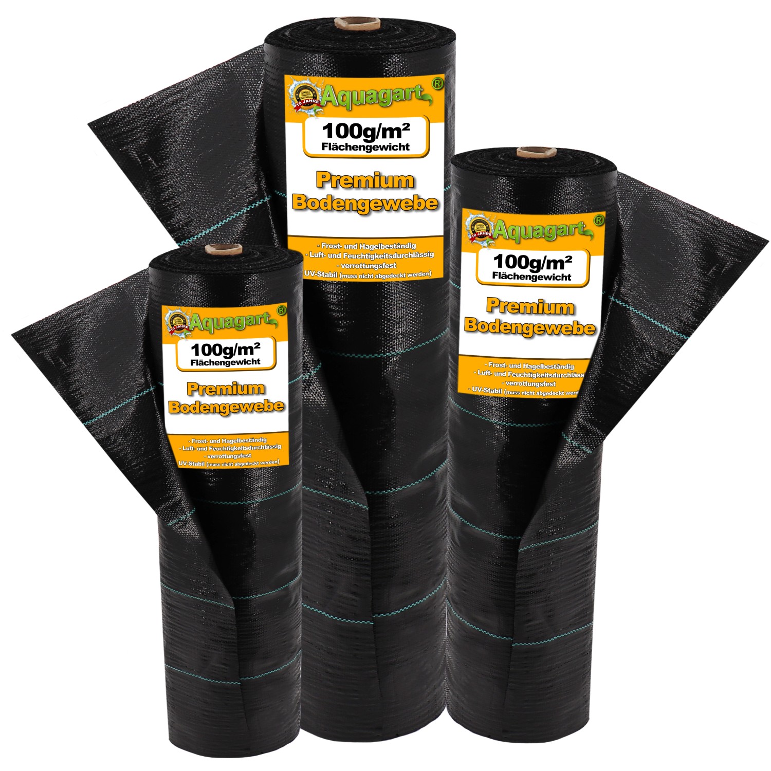 Aquagart 500m² Bodengewebe Unkrautfolie Mulchfolie 100g 1m Breit Schwarz