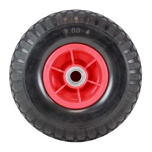 TRUTZHOLM Sackkarrenrad, PU Rad 260x85mm, rote Felge, pannensicher für Baumaschinen und Handwagen.