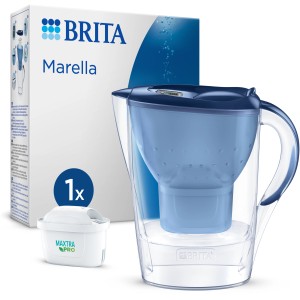 Brita Marella Wasserfilter-Kanne, 2,4 l, blau, mit 1 Maxtra Pro Filterkartusche.