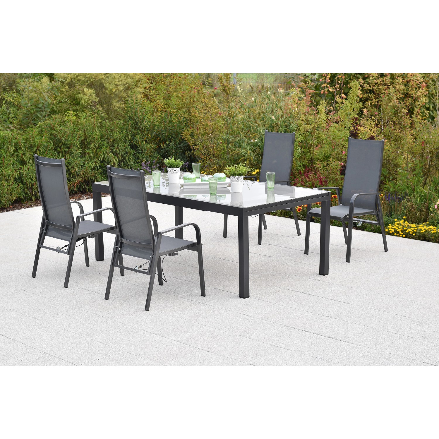 Merxx Alassio Set 5-tlg. 4 Sessel Semi Gartentisch Ausziehbar 180 (250) x 1 günstig online kaufen
