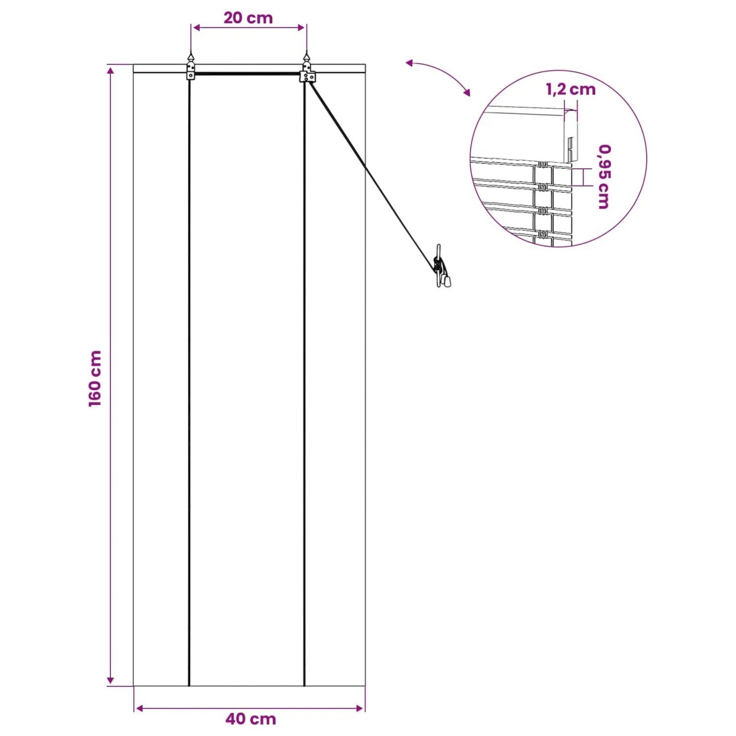 vidaXL Rollo Natur 40 x 160 cm Bambus 42039758