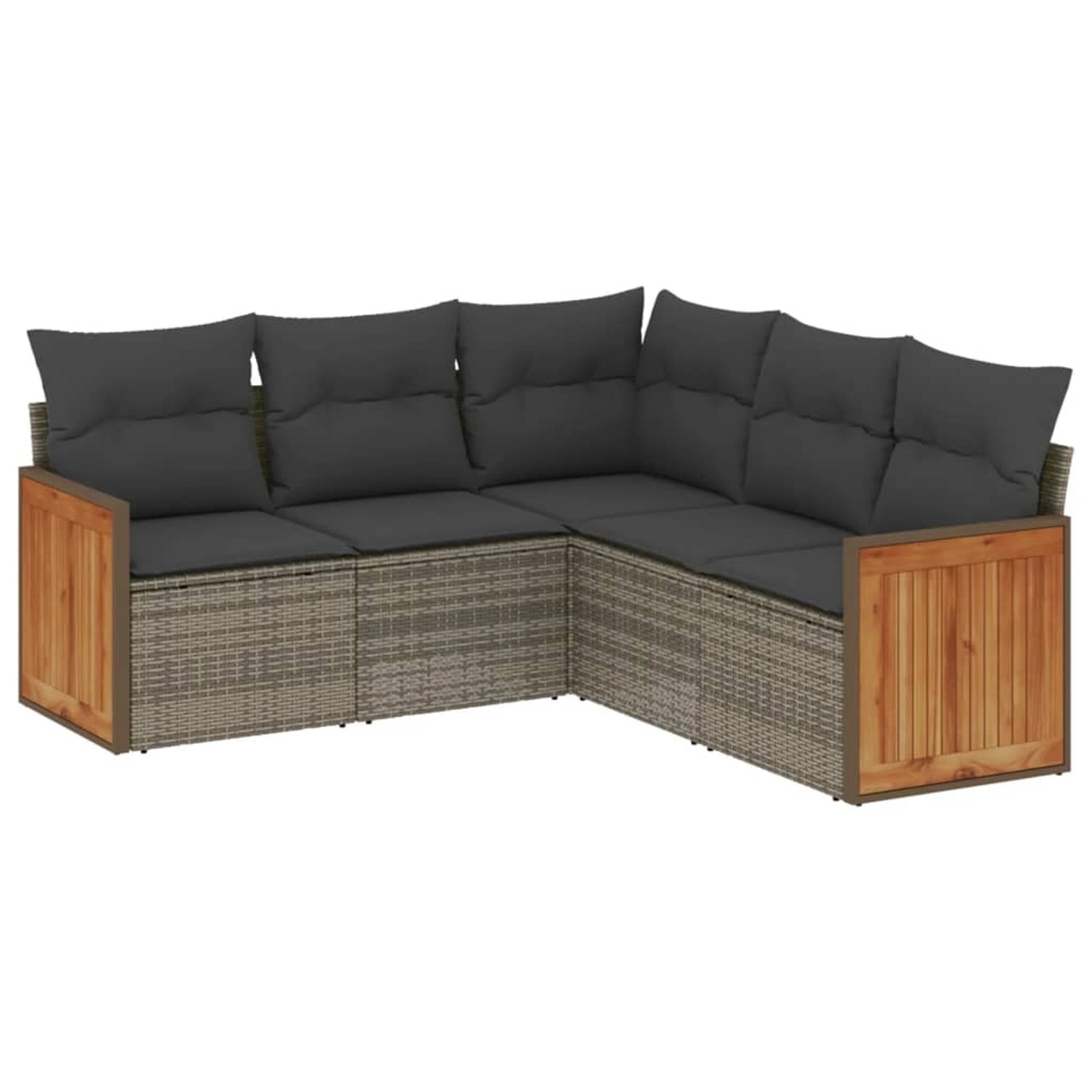 vidaXL 5-Tlg Garten-Sofagarnitur mit Kissen Grau Poly Rattan 3227642 günstig online kaufen