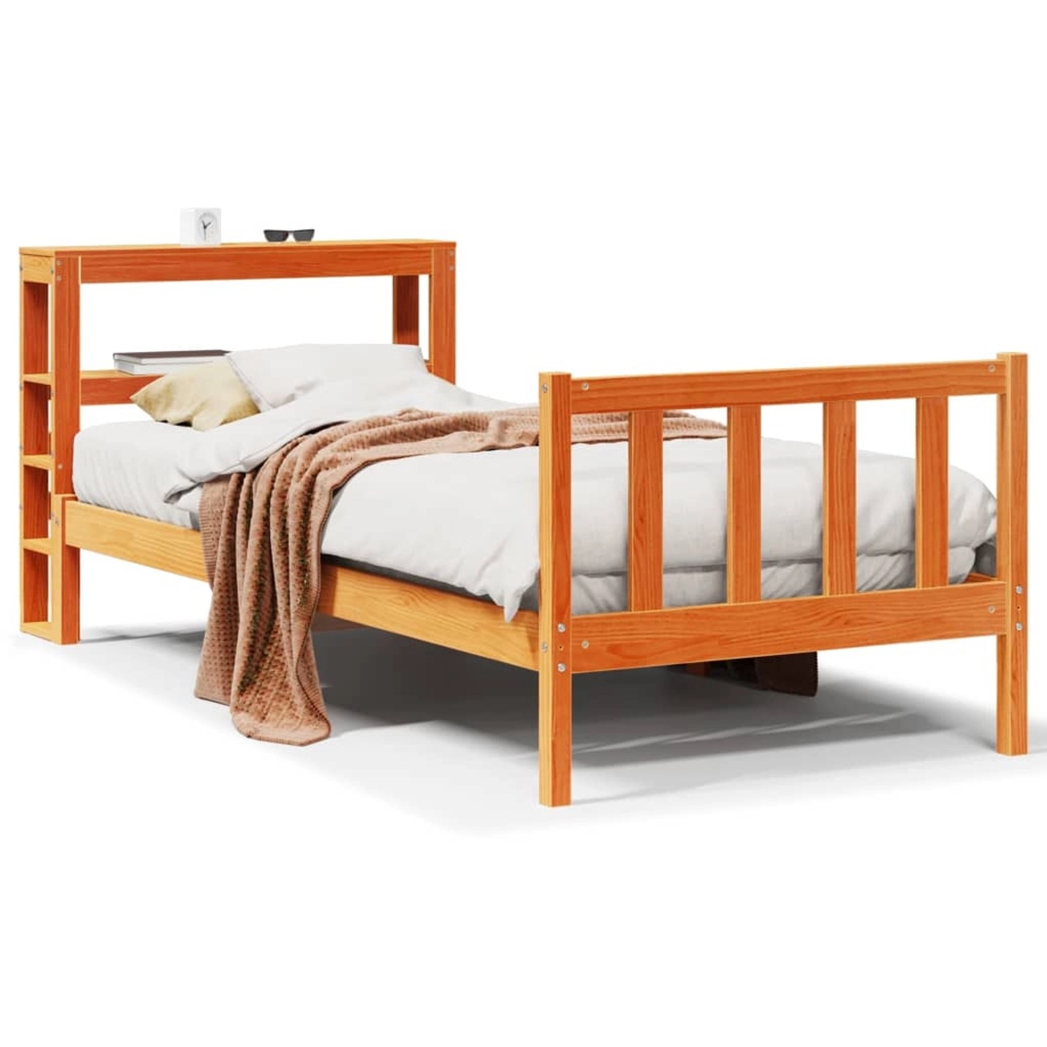 vidaXL Bettgestell mit Kopfteil ohne Matratze Wachsbraun 100x200 cm 3305777 günstig online kaufen