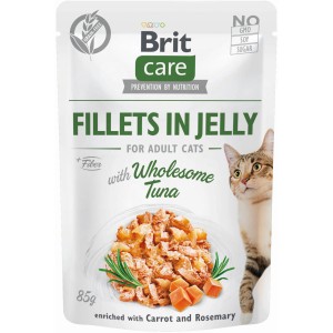 BritCare Katzen-Nassfutter Adult Thunfisch, Filets in Gelee, 85g. Getreidefreie Rezeptur mit Karotte und Rosmarin.