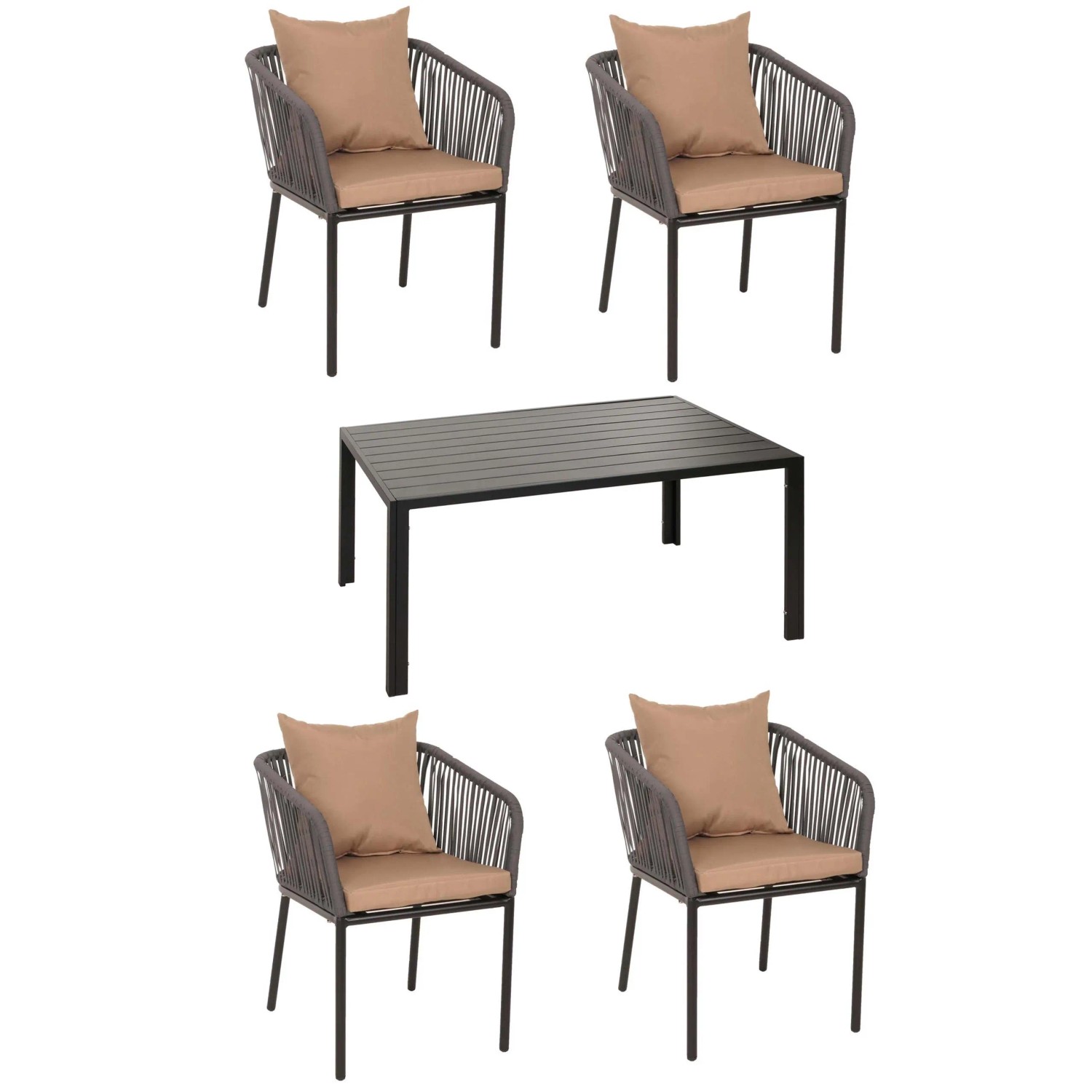 MCW Gartengarnitur N41 Sitzgruppe Tisch 4xStuhl Wetterfest Alu 140x80cm Sei günstig online kaufen