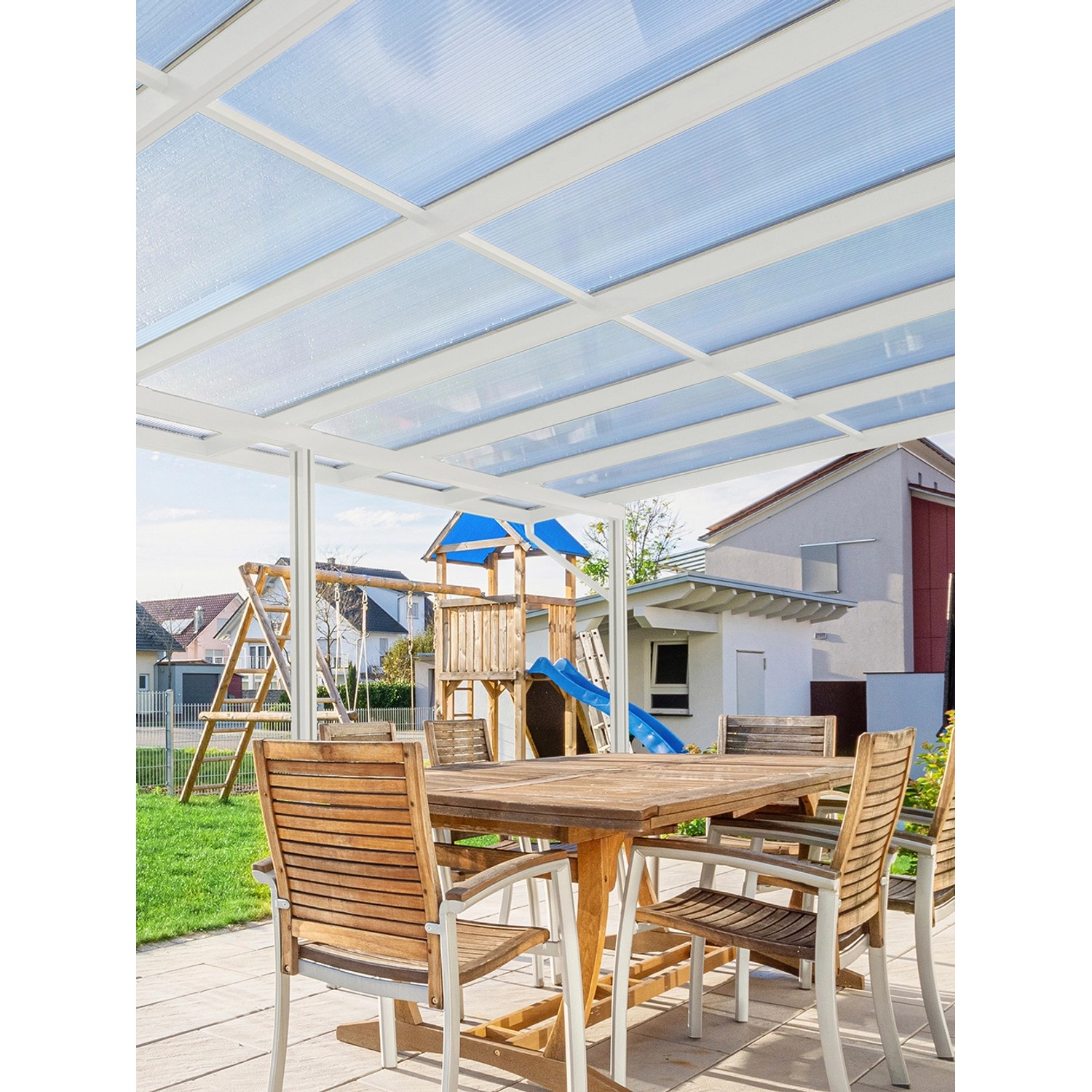 Gutta Terrassendach Prem. Anthrazit Stegpl PC Streifen Weiß 10.140 mm x 4.0 günstig online kaufen