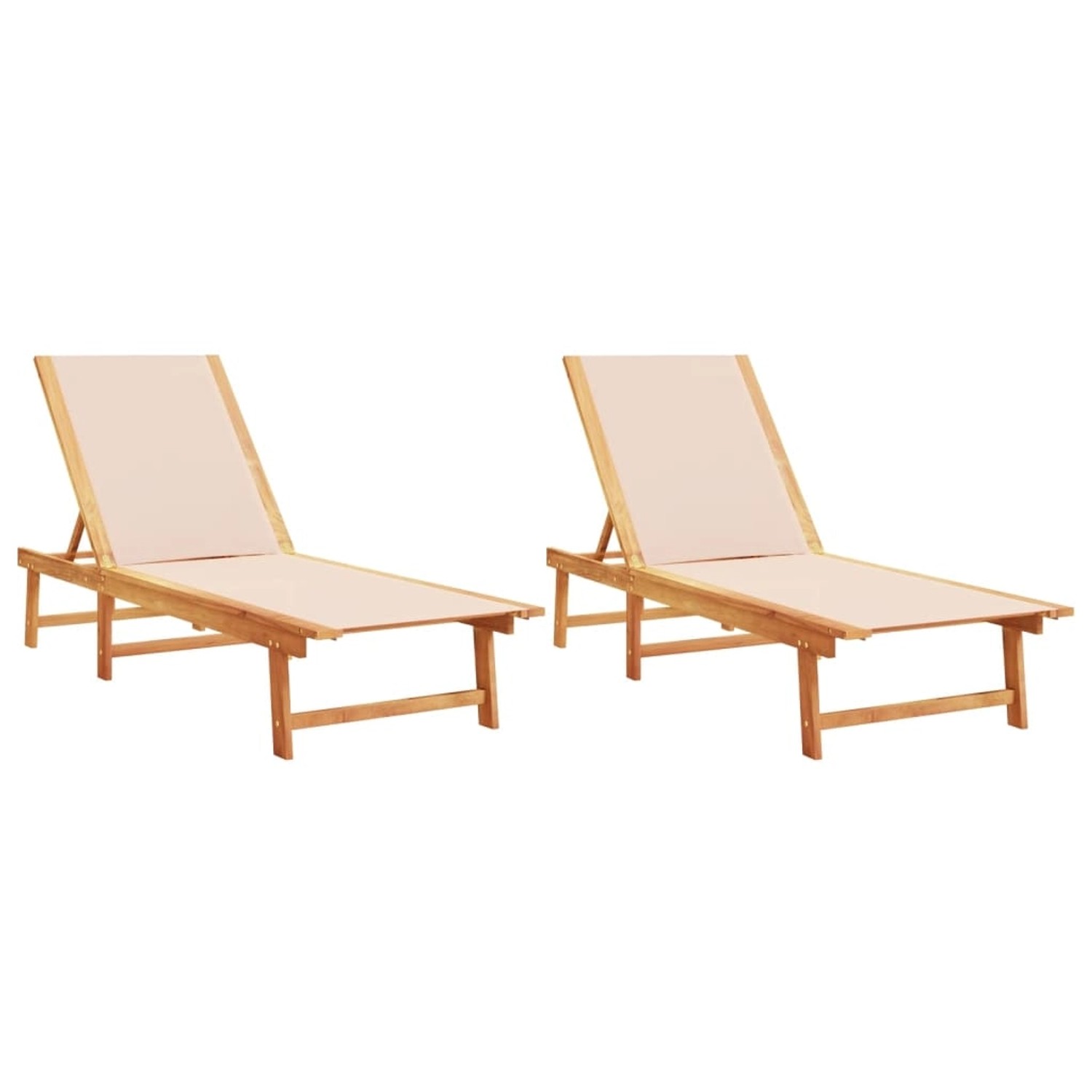 vidaXL Sonnenliegen 2 Stk Creme Massivholz Akazie und Textilene 3279248 günstig online kaufen