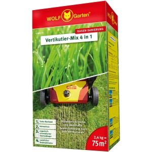 Wolf Garten Vertikutier-Mix 4 in 1, 2,4 kg für 75 m² Rasenfläche.