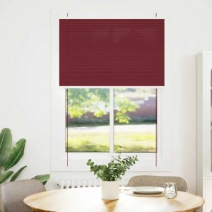 Bordeauxrotes Plissee 90x100 cm aus Polyester im Fenster, bietet Sicht- und Sonnenschutz.