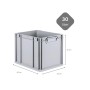 Graue PROREGAL Eurobox NextGen Grip, 30 Liter, 32x30x40 cm, für Lagerung und Transport.