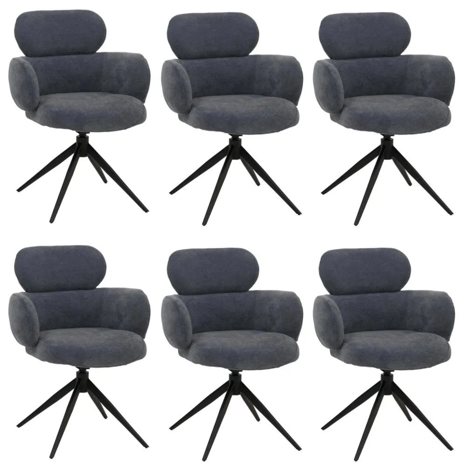 MCW Esszimmerstuhl O77 6er-Set Grau-Blau