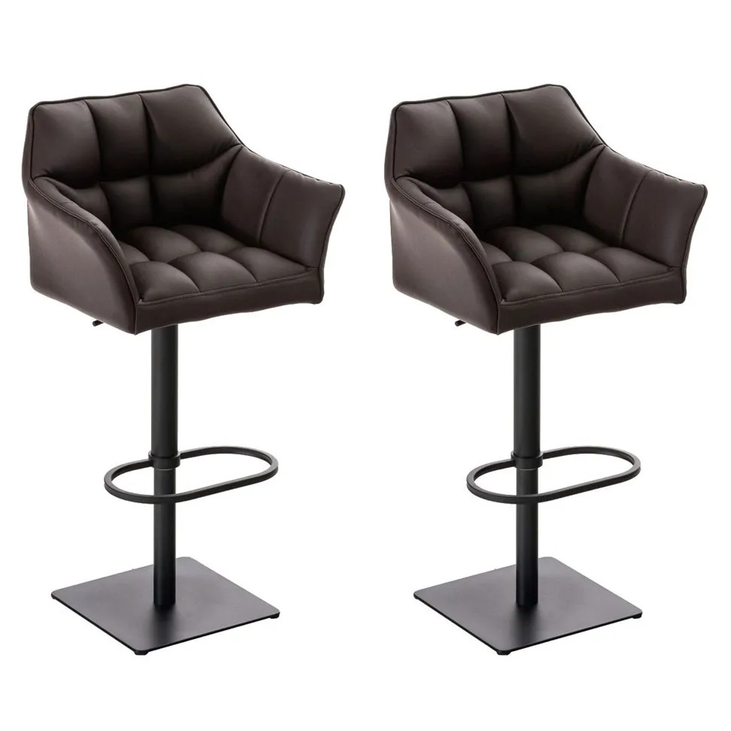 CLP 2er Set Barhocker Damaso Kunstleder Braun/Schwarz