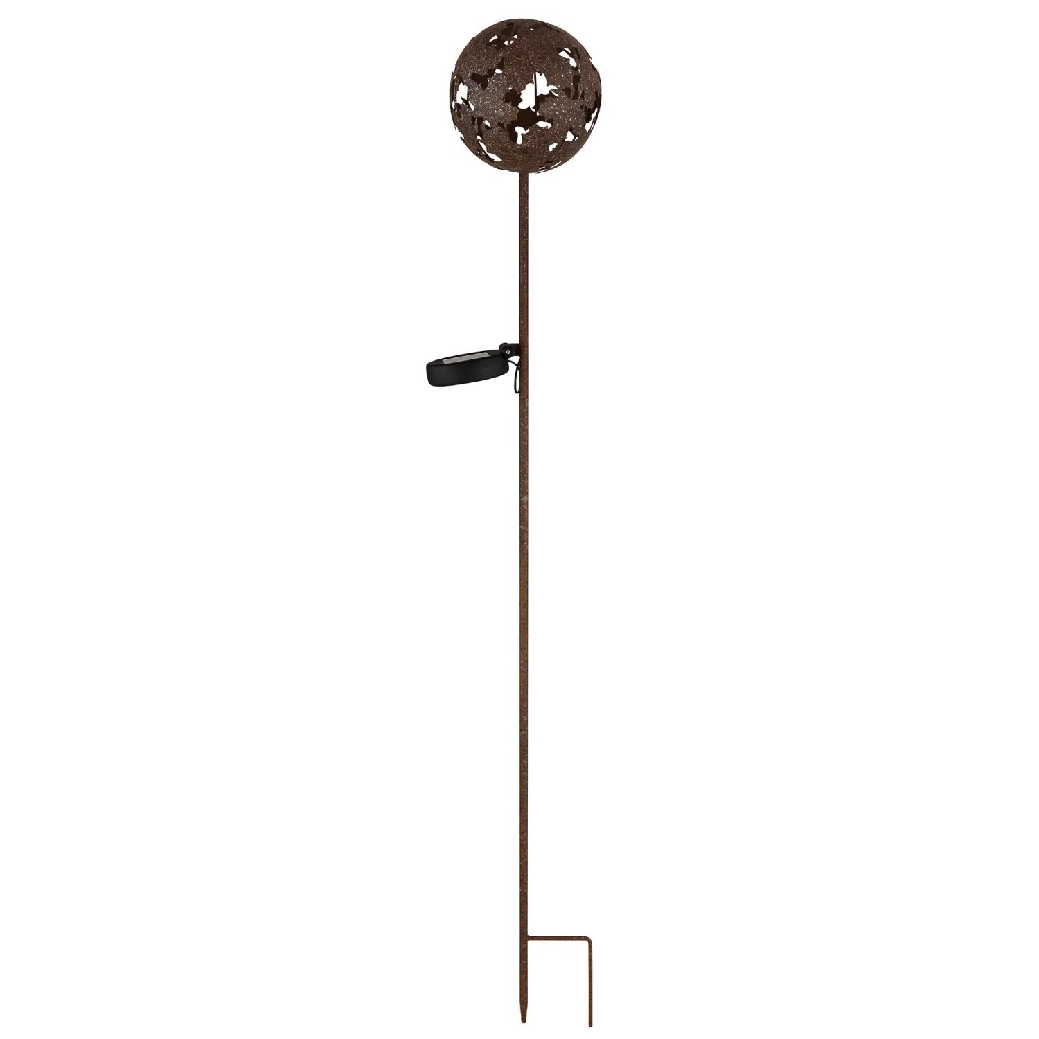 Globo Deko-Solarleuchte Kugel Ahornblatt Metall Ø 12 cm x 91,5 cm Rostfarben