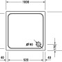 Technische Zeichnung: Duravit D-Code Duschwanne, 100x100x8,5 cm, quadratisch, Ablaufposition