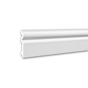 Flexible, weiße PROFHOME Sockelleiste (200 cm) aus Polyurethan. Fußleiste für den Innenbereich.