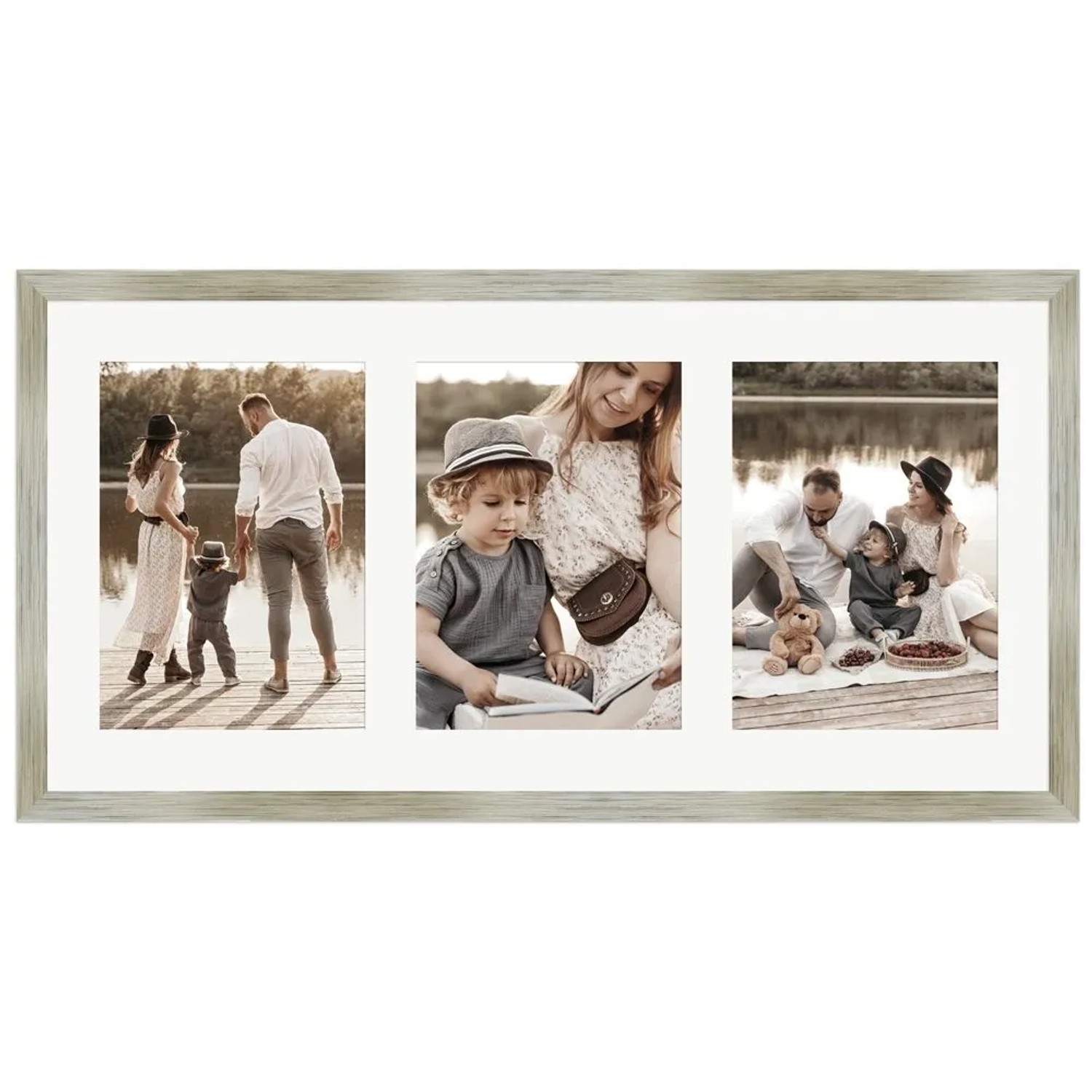 WANDStyle Galerierahmen G950 in Gold 25 x 50 cm für 3 Bilder im Format 13 x 18 cm