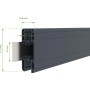Detailaufnahme des Casanoov Doppelflügeltors Meije aus Aluminium, graue Profilansicht mit Maßangaben.