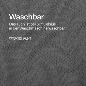 Detailaufnahme: Waschbares, anthrazitfarbenes Microfaser Geschirrtuch mit Waffelstruktur.