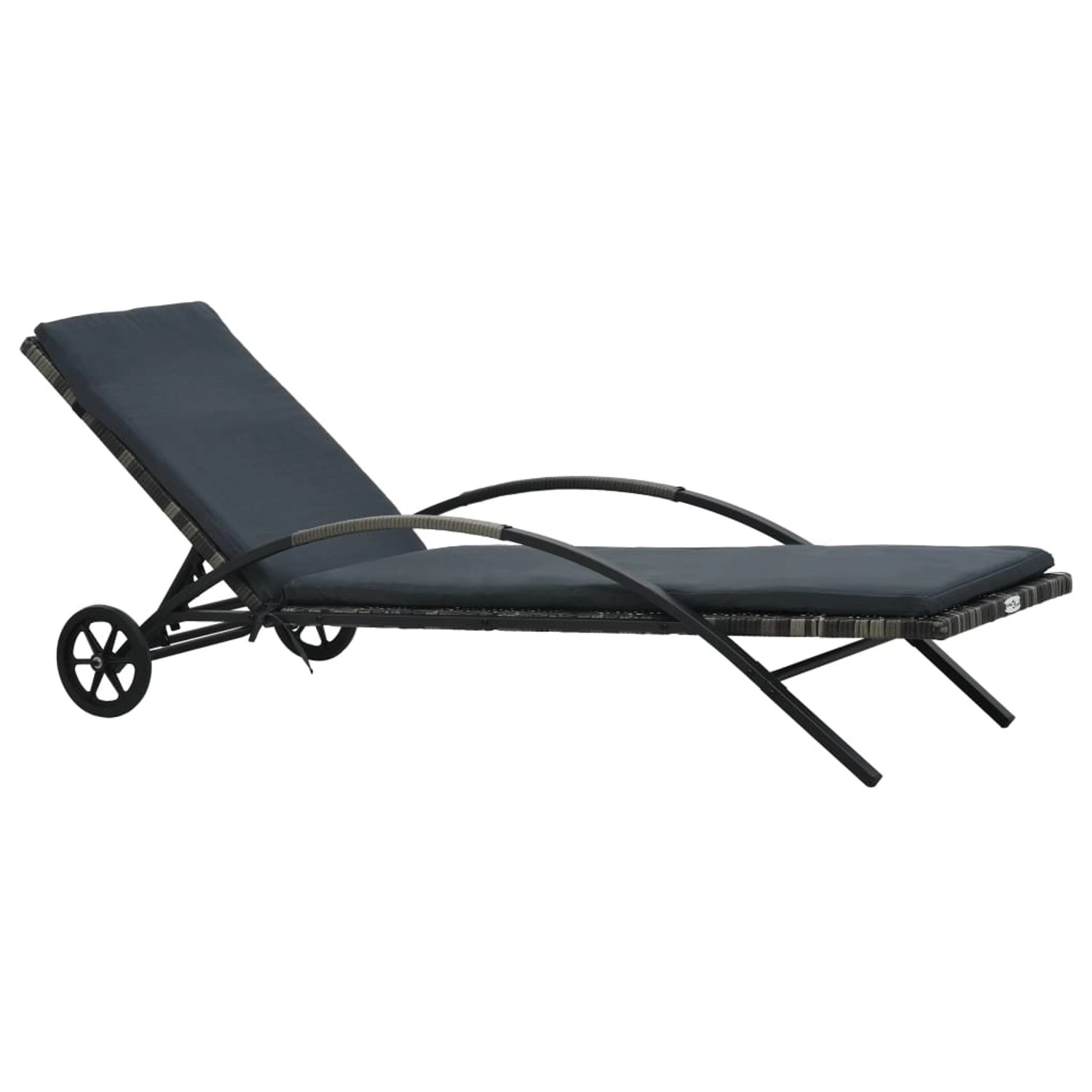 vidaXL Sonnenliege mit Auflage & Rädern Poly Rattan Anthrazit 47746