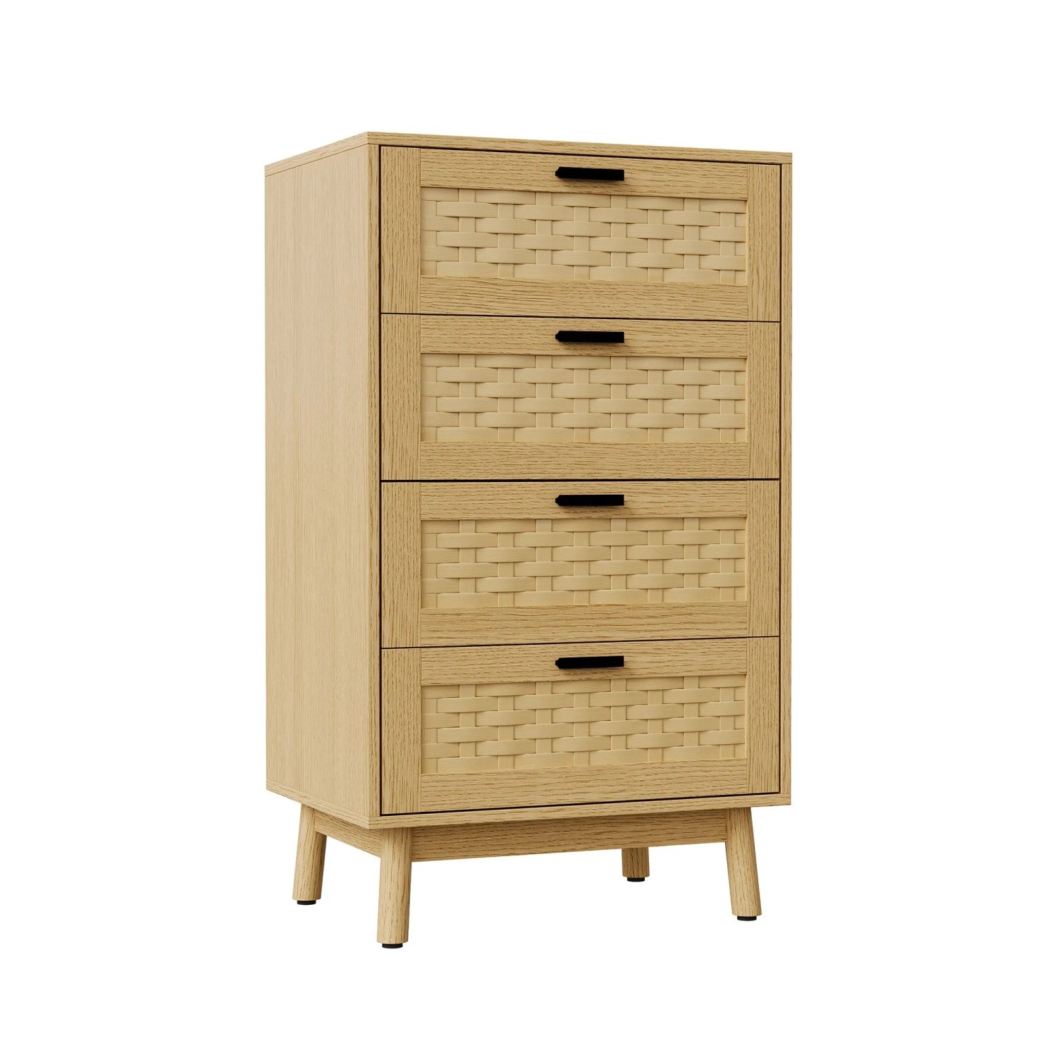 PXloue Kommode-Massivholzkommode  mit 4 Schubladen 55x39x95 cm-Eichenfarbe