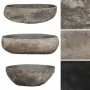 DELUKE Naturstein Waschbecken Oval Flussstein Aufsatzwaschbecken Waschschale Waschtisch Handwaschbecken Oval 45-53cm_4