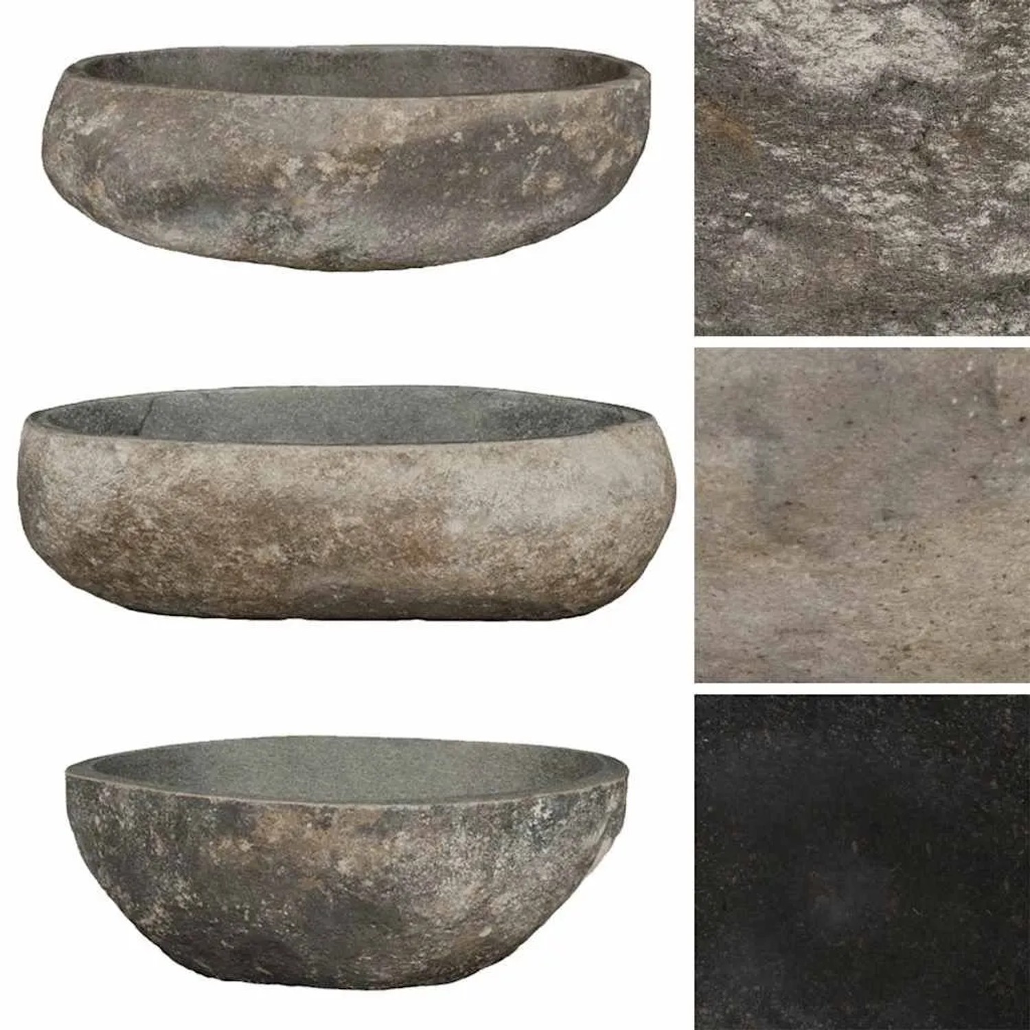 DELUKE Naturstein Waschbecken Oval Flussstein Aufsatzwaschbecken Waschschale Waschtisch Handwaschbecken Oval 45-53cm_4