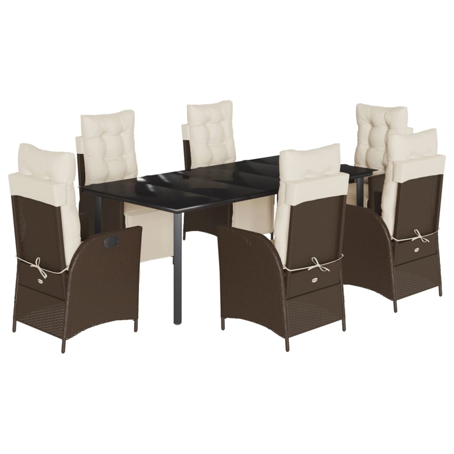 vidaXL 7-Tlg Garten-Essgruppe mit Kissen Braun Poly Rattan 3213418 günstig online kaufen