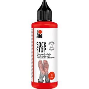 Marabu Sock Stop Anti-Rutsch Farbe, 90ml, Rot. Textilfarbe für rutschfeste Socken und mehr.