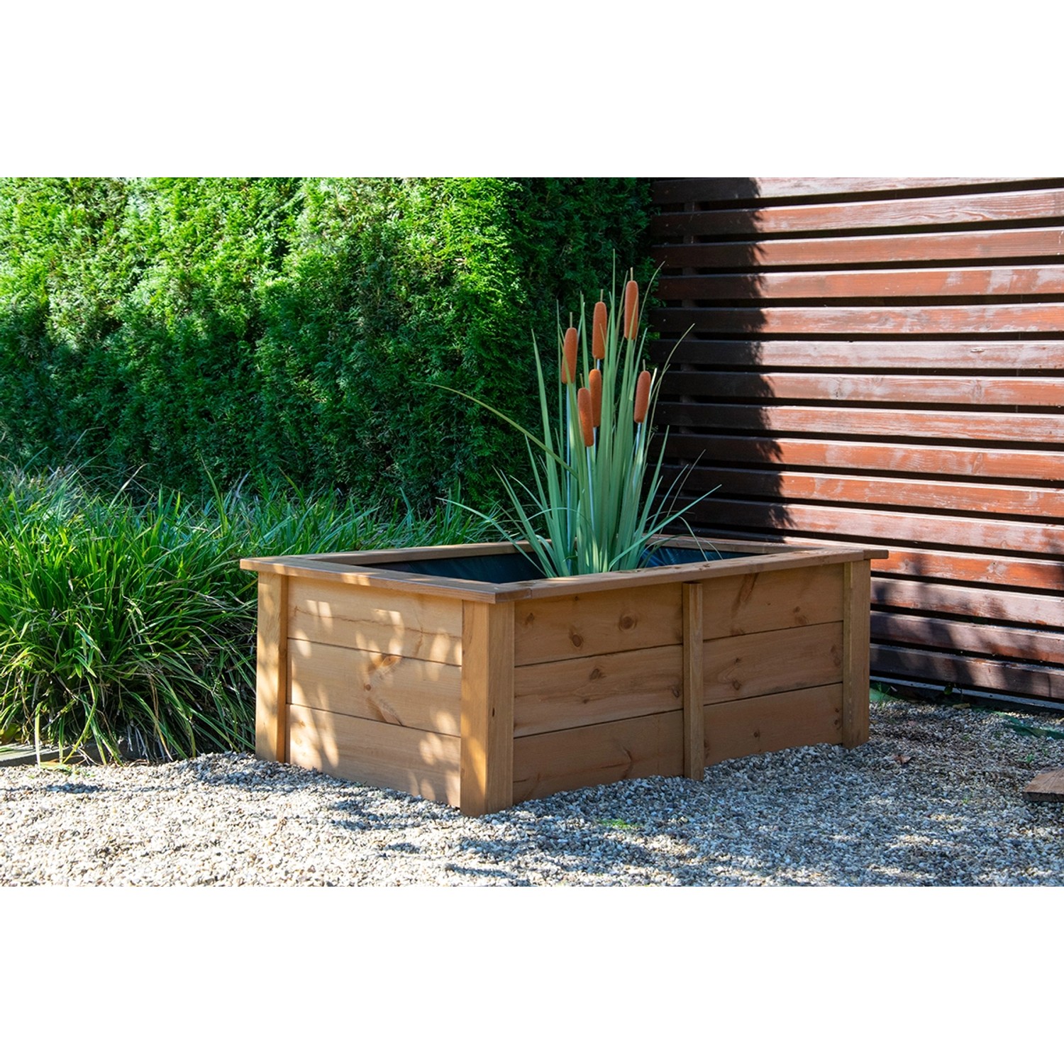 Dobar Gartenteich Kubus inkl. Teichfolie Kiefer Braun 120 x 72 x 42 cm