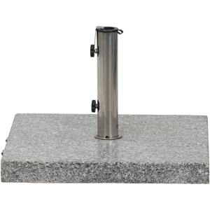 Grauer Siena Garden Schirmständer aus Granit, 54x54x5,5 cm, mit Edelstahlrohr.