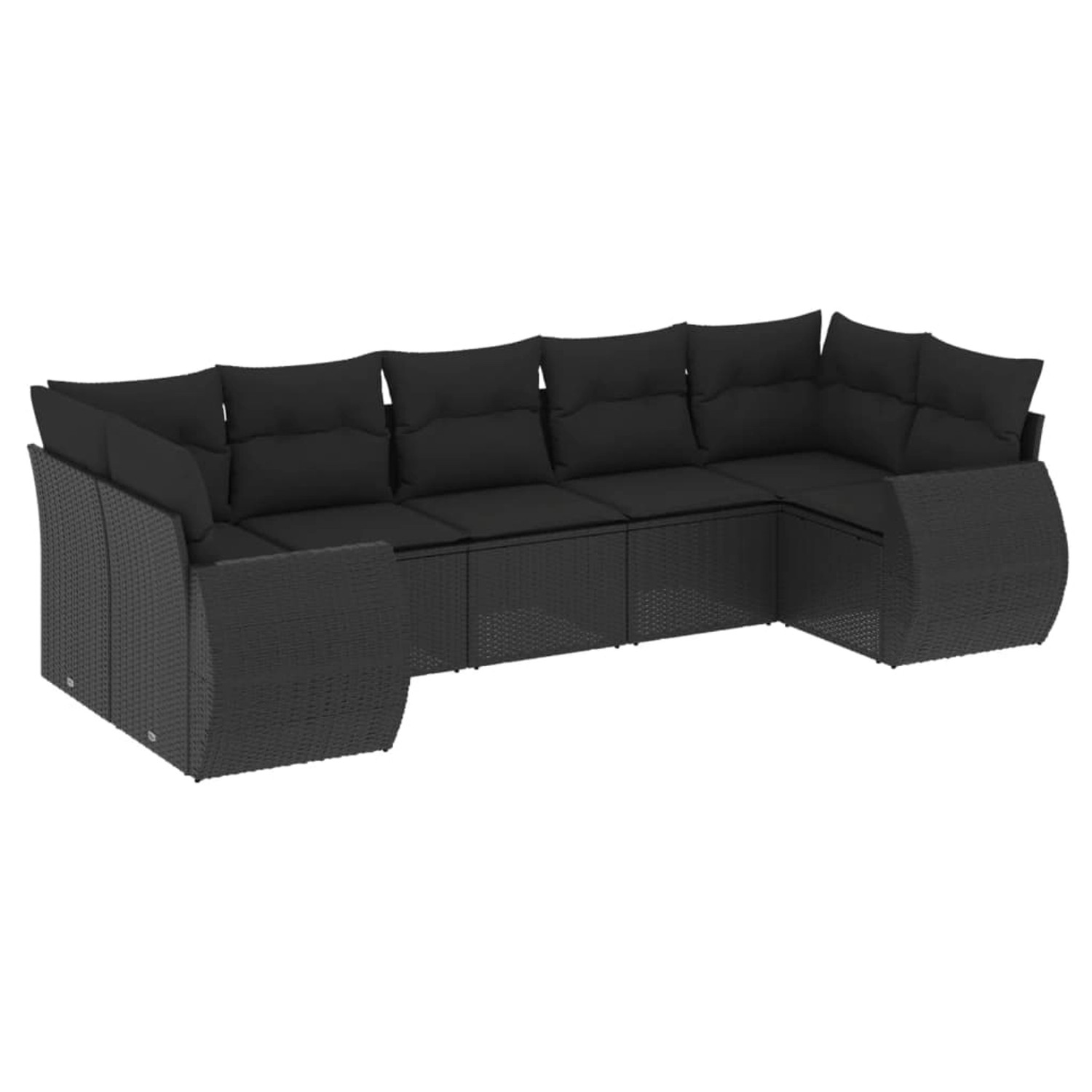 vidaXL 7-Tlg Garten-Sofagarnitur mit Kissen Schwarz Poly Rattan 3254122