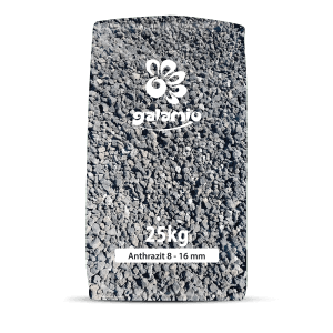 Sack Galamio Lavamulch Anthrazit 8-16 mm, 25 kg. Dekorative Beetabdeckung und Drainage.