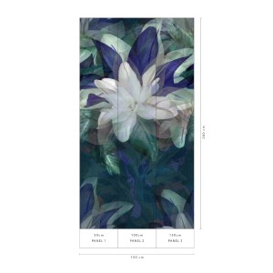 Erismann Fototapete Wild Bloom, 150x280 cm, blaues Blumenmuster für Wandgestaltung.
