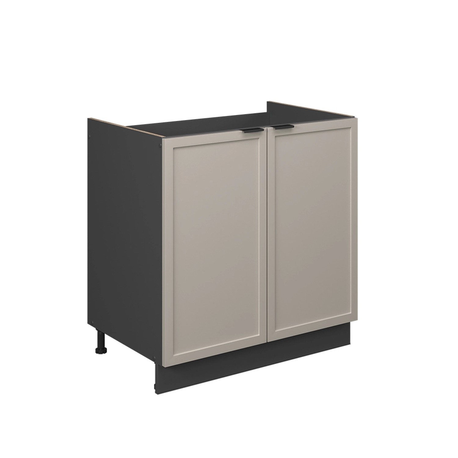 Vicco Spülenunterschrank Fame-Line Küchenunterschrank für die Spüle GrauBeige 80 cm AP Marmor mit Anthrazit Korpus