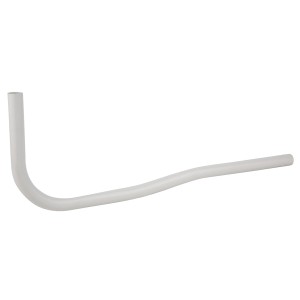 Weißes, gekröpftes Kirchhoff Druckspülrohr 90° (28x700x250mm) aus Kunststoff.