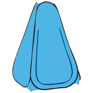 Blaues Furnicato Duschzelt/Umkleidezelt für Camping. Pop-up-Design mit Reißverschluss und Seitenfenster.