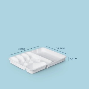 Weißer, ausziehbarer ProHome Besteckkasten (33,5-46 cm) aus Kunststoff für Schubladen.