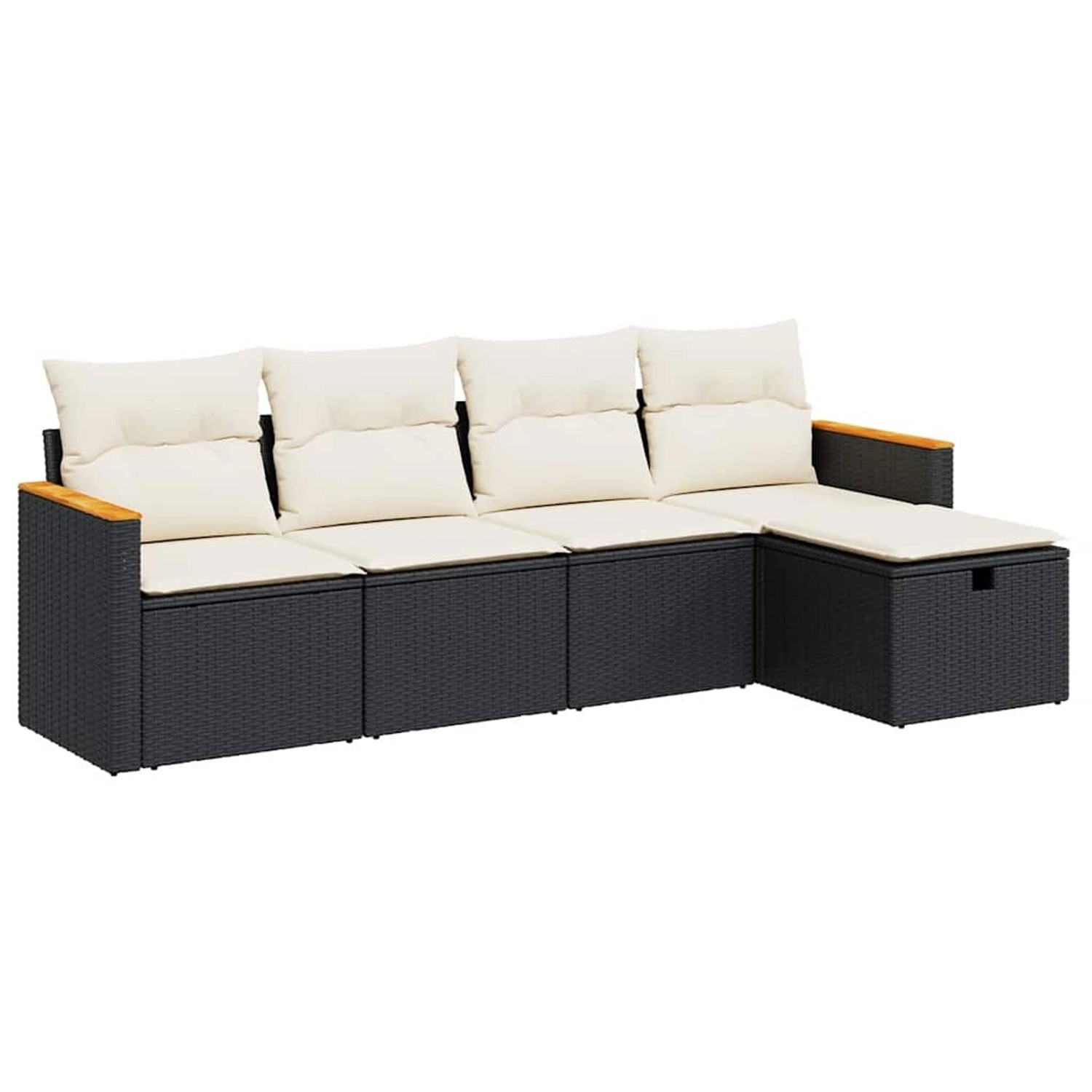 vidaXL 5-Tlg Garten-Sofagarnitur mit Kissen Schwarz Poly Rattan 3325899 günstig online kaufen
