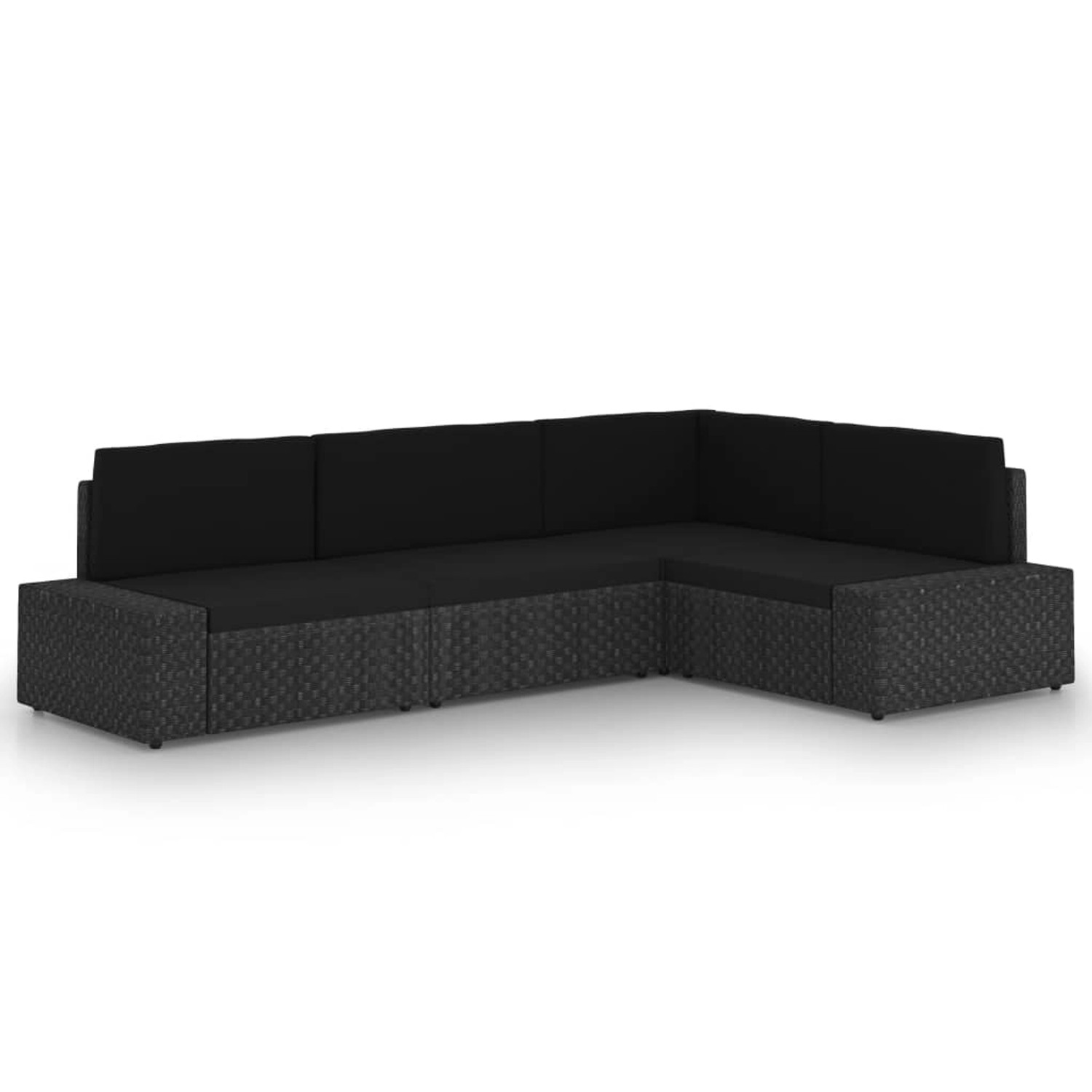 vidaXL 4-Tlg Garten-Lounge-Set mit Kissen Schwarz Poly Rattan 3067132