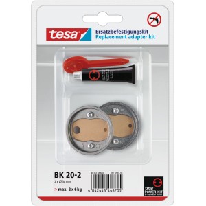 Tesa Power Kit BK20-2 Adapter-Set für Bad-Accessoires ohne Bohren: Adapter, Kleber, Inbus.