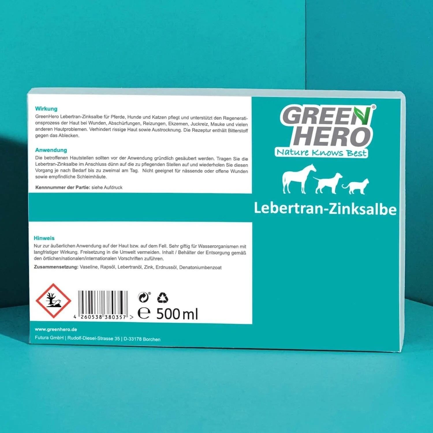GreenHero Lebertran-Zinksalbe zur Hautpflege bei Reizungen, Ekzemen und Wunden.