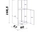 Flex-Well Exclusiv Demi-Geräteschrank Lund, 60 cm, Lichtgrau glänzend, Maße.