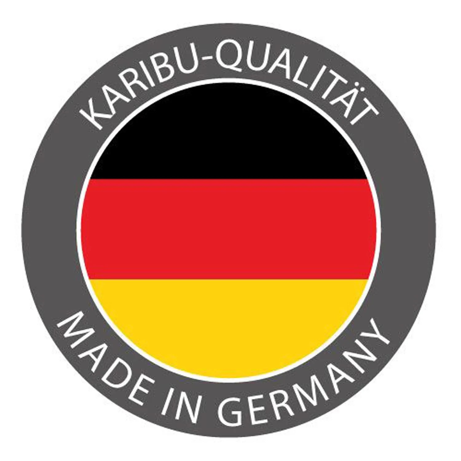 Karibu Qualitätssiegel "Made in Germany" für Massivholzsaunen.