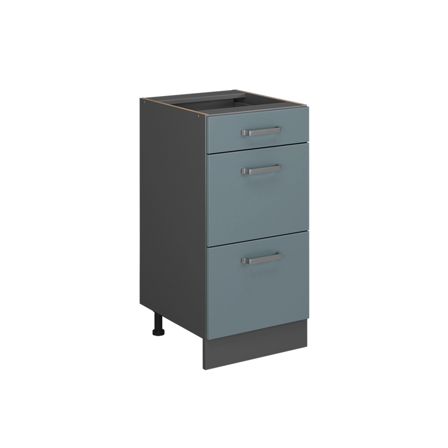 Vicco Küchenunterschrank R-Line Blau-Grau/Anthrazit 40 cm mit Schubladen ohne Arbeitsplatte